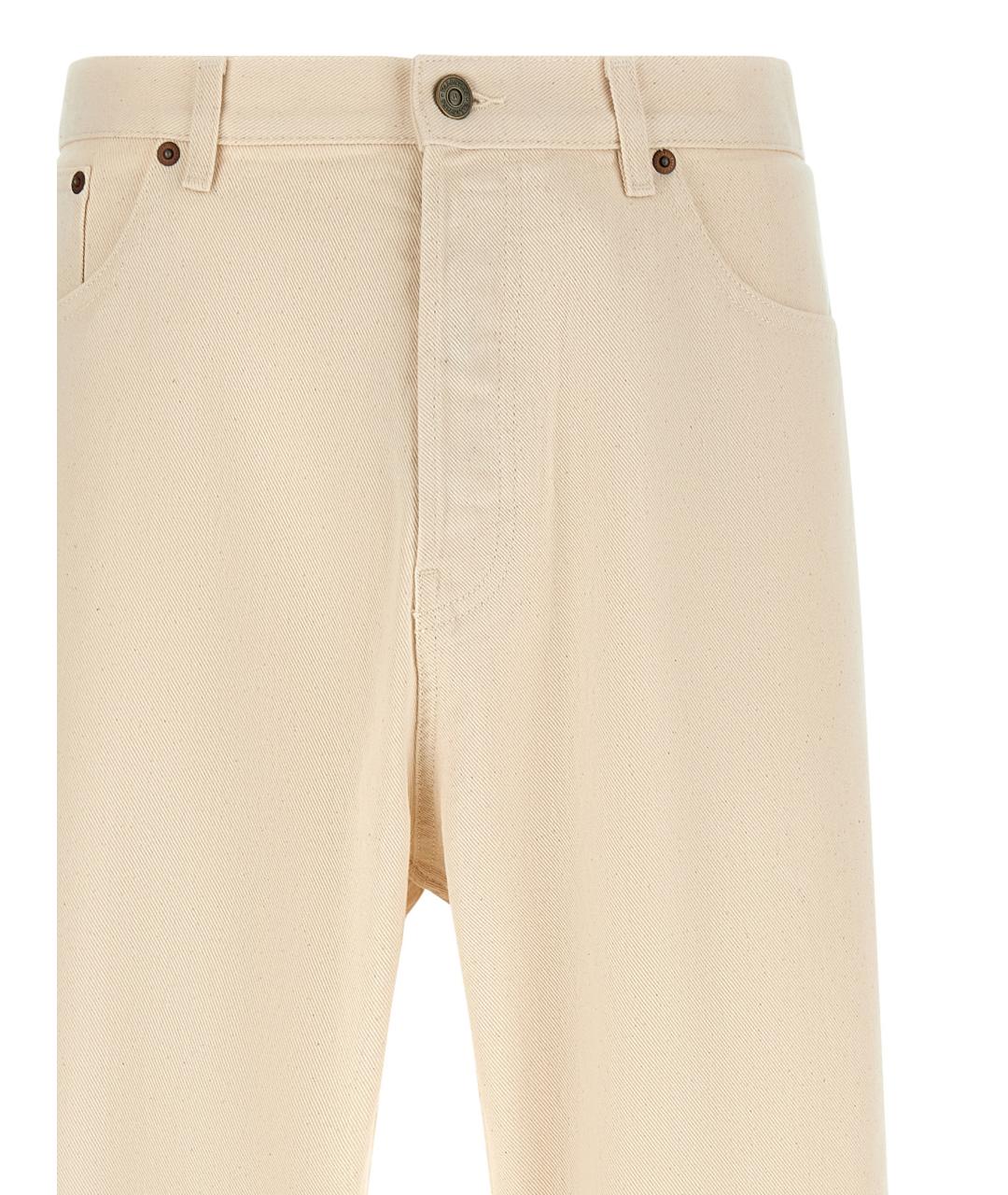 VALENTINO Бежевые хлопковые прямые джинсы, фото 3