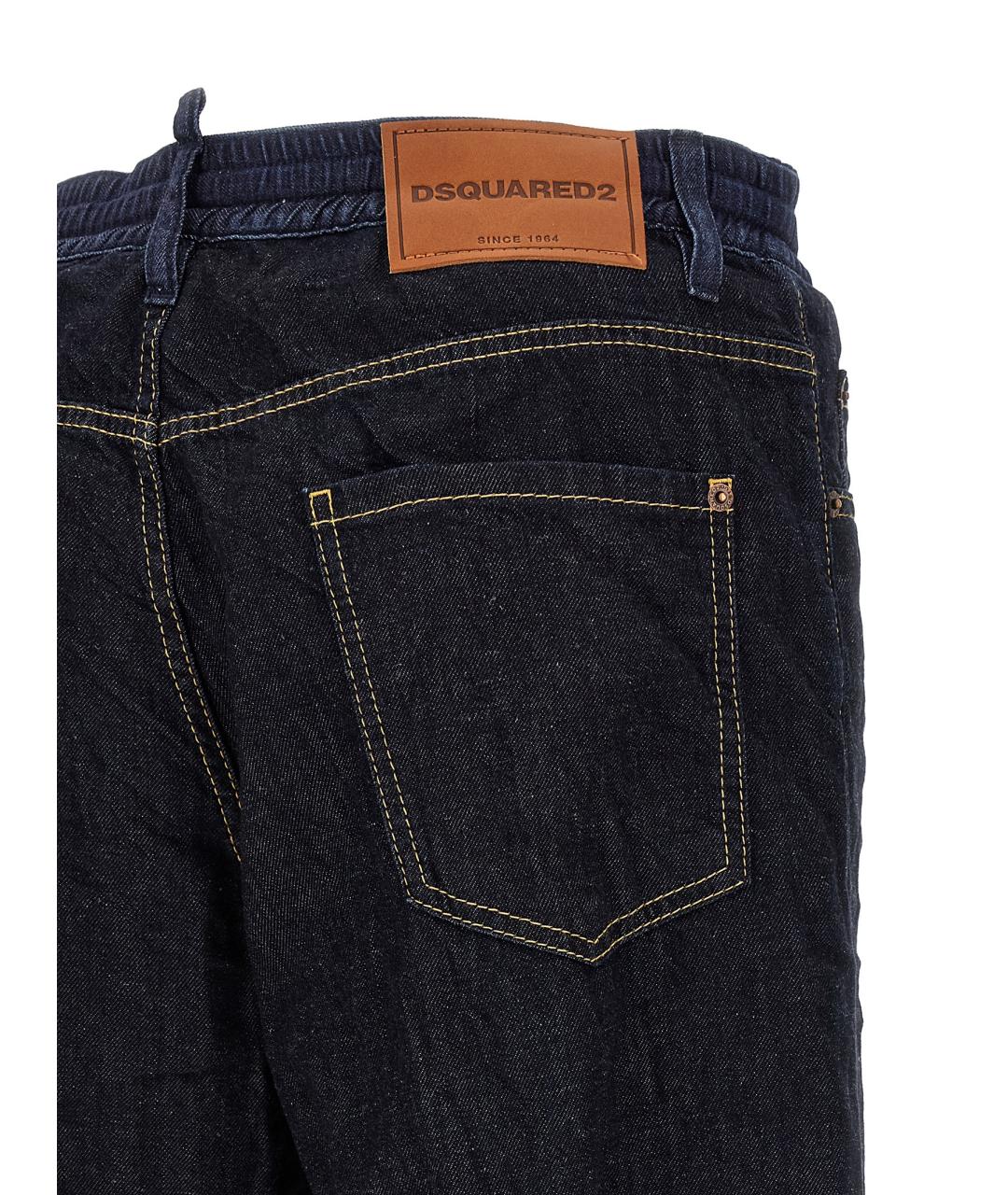 DSQUARED2 Темно-синие хлопковые прямые джинсы, фото 4