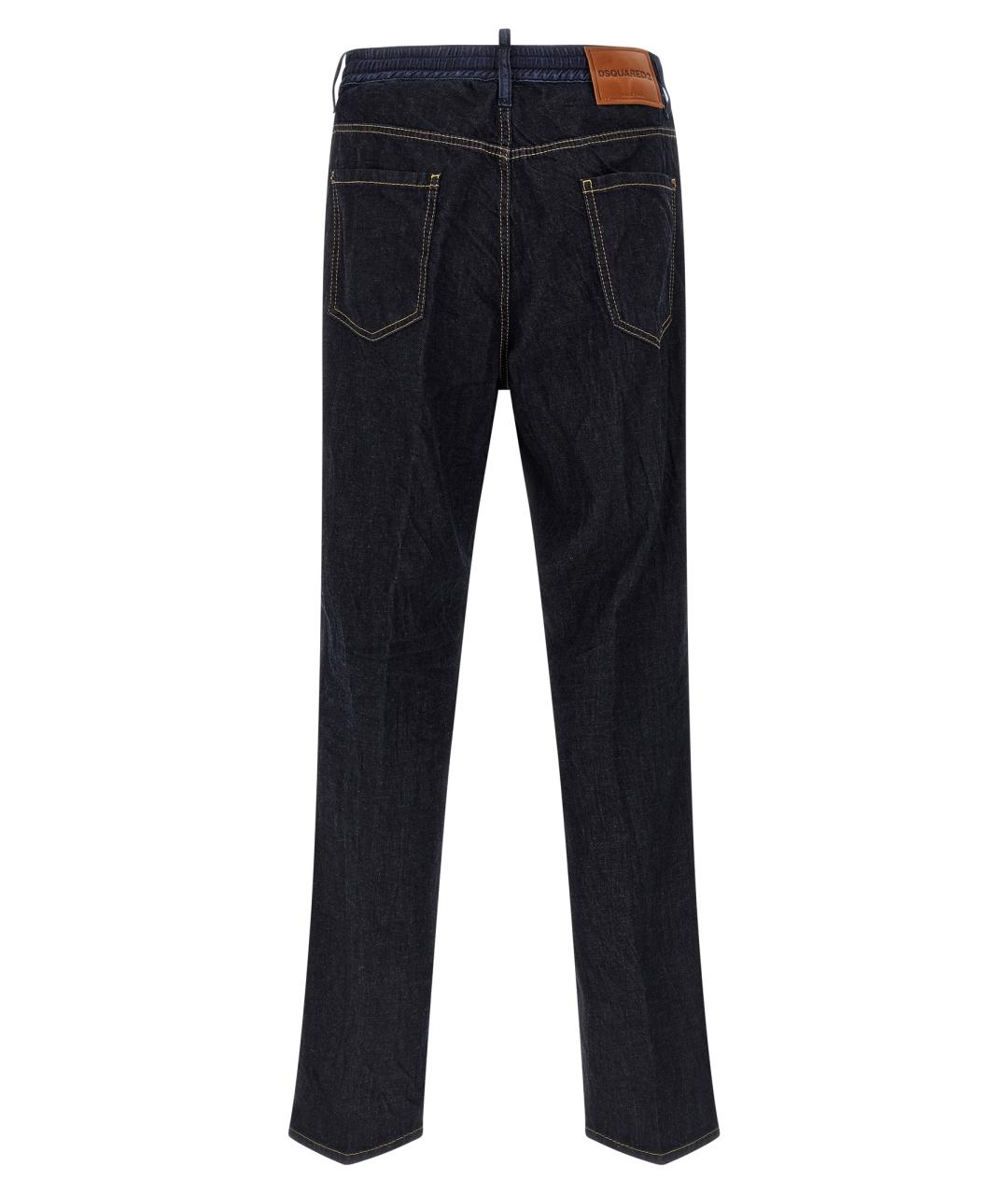 DSQUARED2 Темно-синие хлопковые прямые джинсы, фото 2