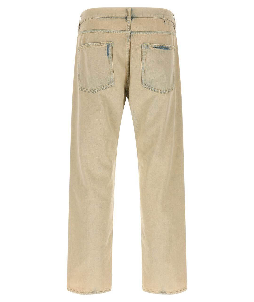 GOLDEN GOOSE DELUXE BRAND Бежевые хлопковые прямые джинсы, фото 2