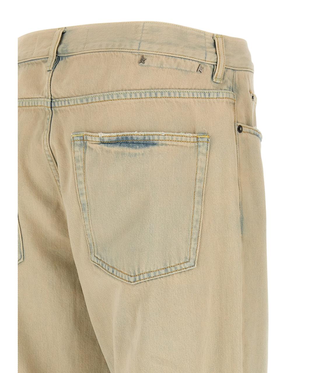 GOLDEN GOOSE DELUXE BRAND Бежевые хлопковые прямые джинсы, фото 4