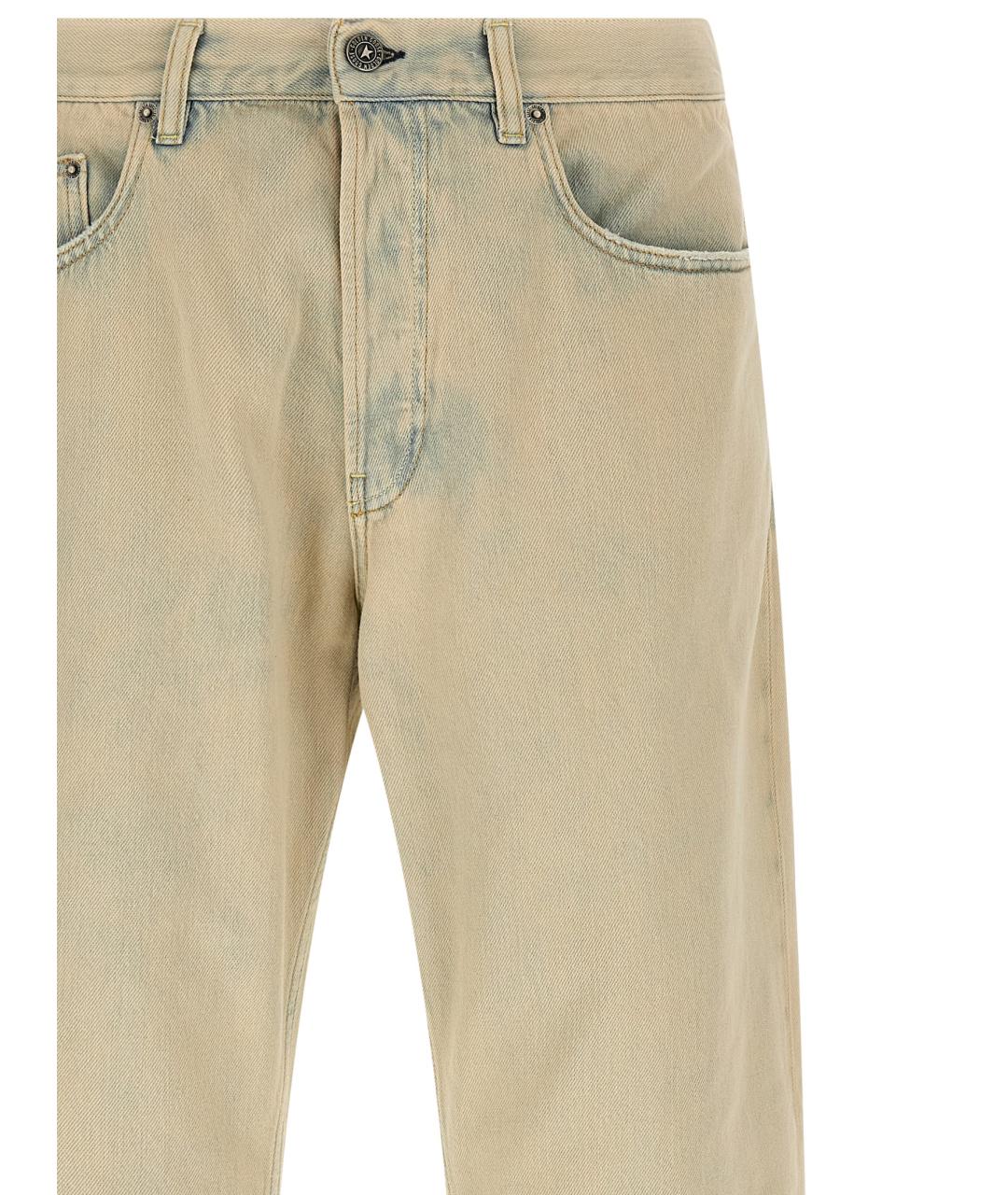 GOLDEN GOOSE DELUXE BRAND Бежевые хлопковые прямые джинсы, фото 3