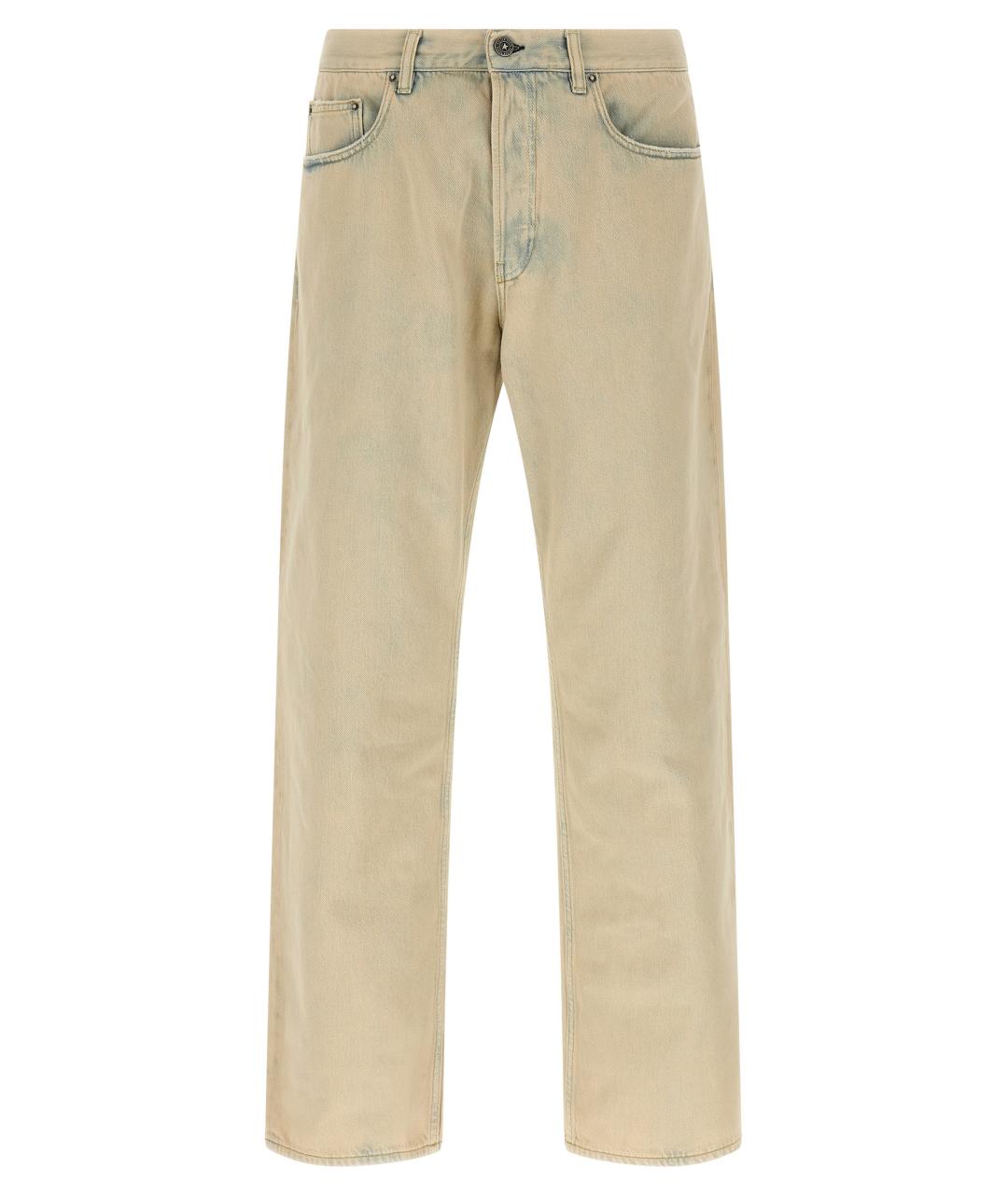 GOLDEN GOOSE DELUXE BRAND Бежевые хлопковые прямые джинсы, фото 1