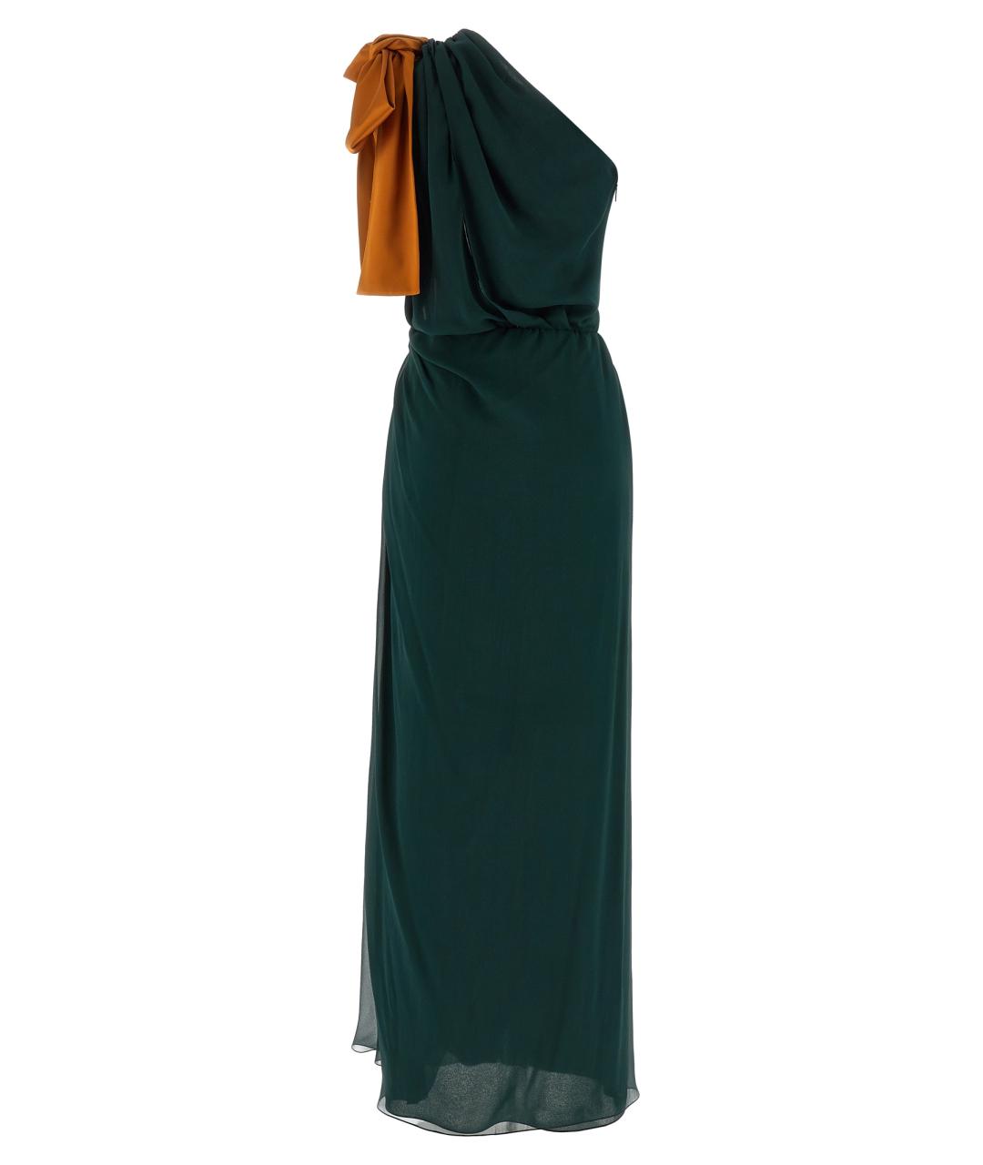 SAINT LAURENT Зеленые шелковое вечернее платье, фото 2