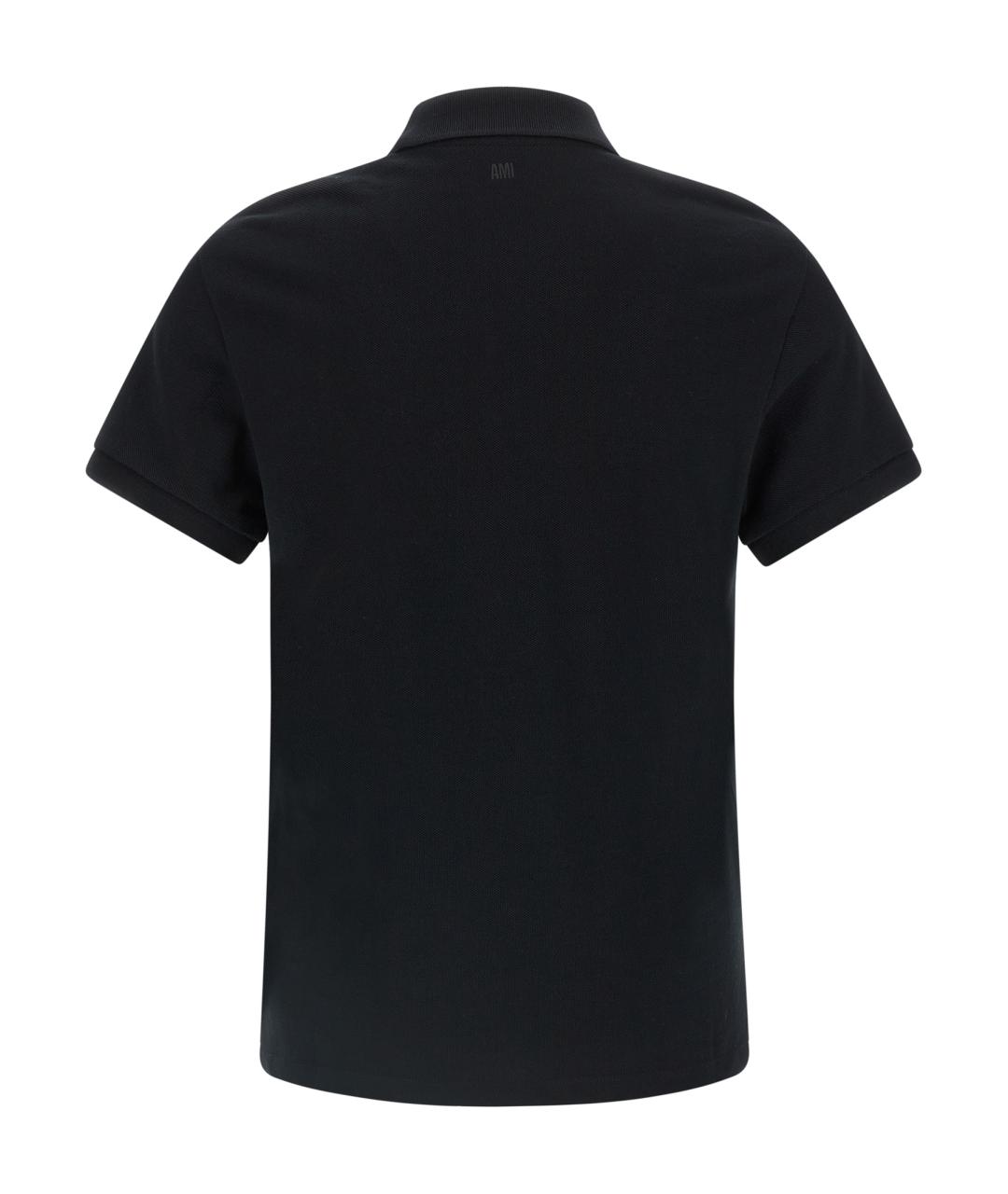 Ami Paris Черное хлопковое поло с коротким рукавом, фото 2
