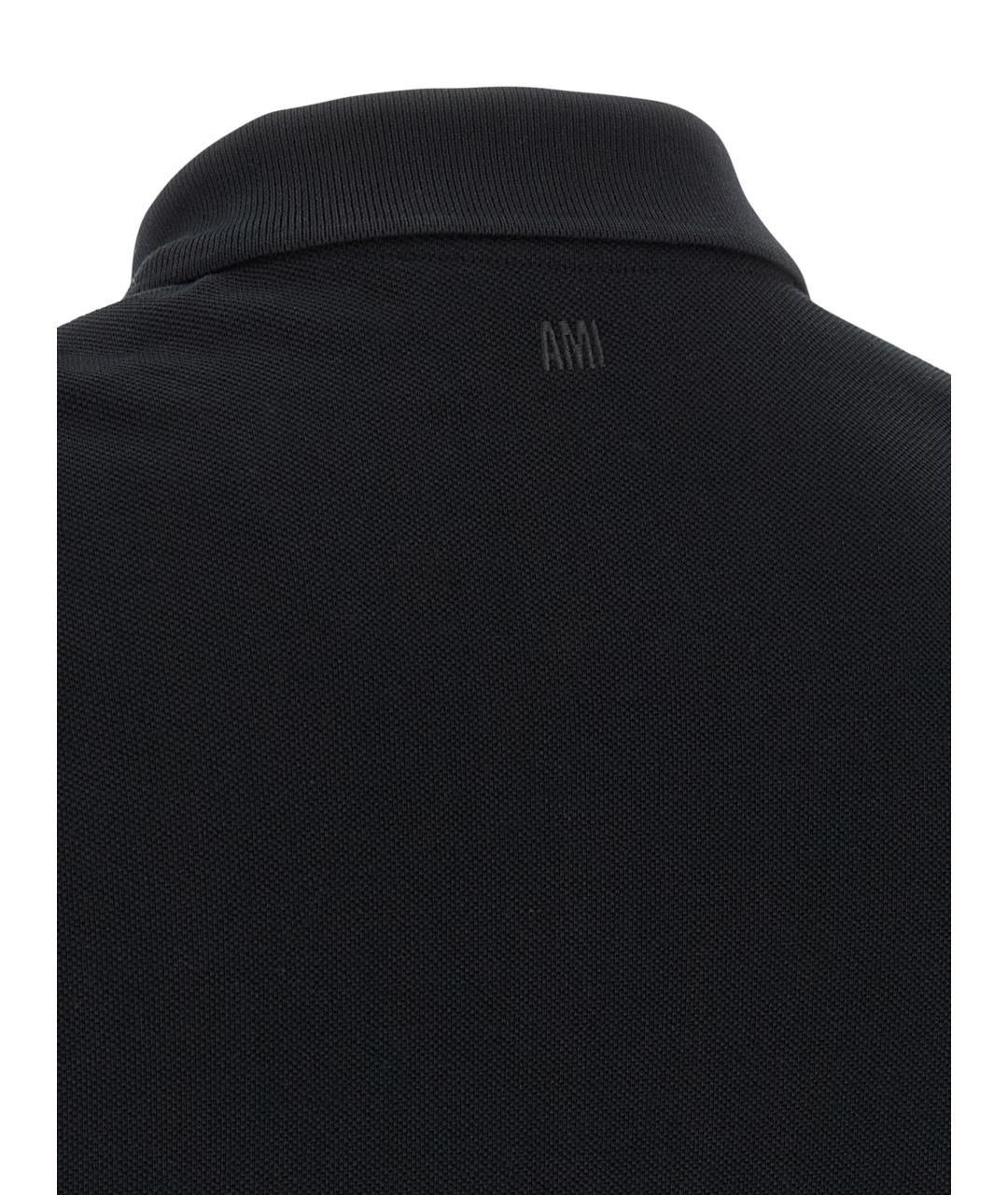 Ami Paris Черное хлопковое поло с коротким рукавом, фото 4