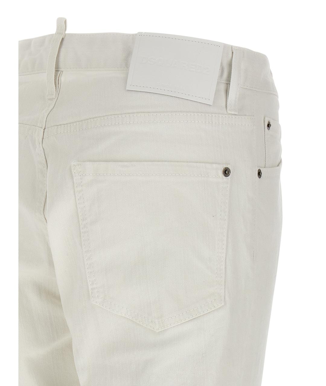 DSQUARED2 Белые хлопковые прямые джинсы, фото 4