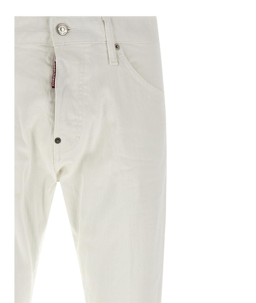 DSQUARED2 Белые хлопковые прямые джинсы, фото 3
