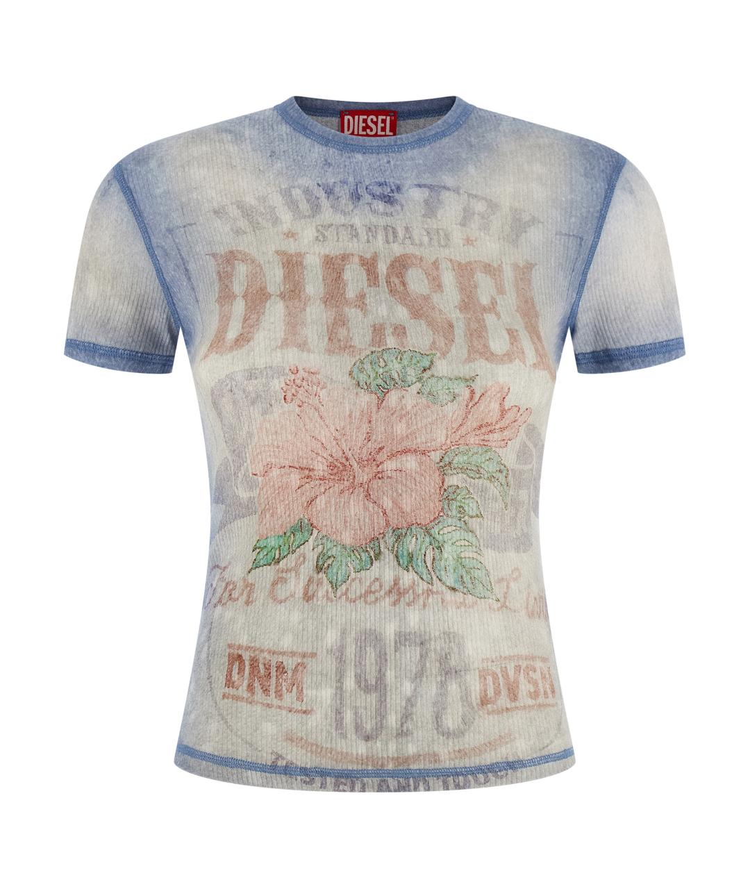 DIESEL Голубая хлопковая футболка, фото 1