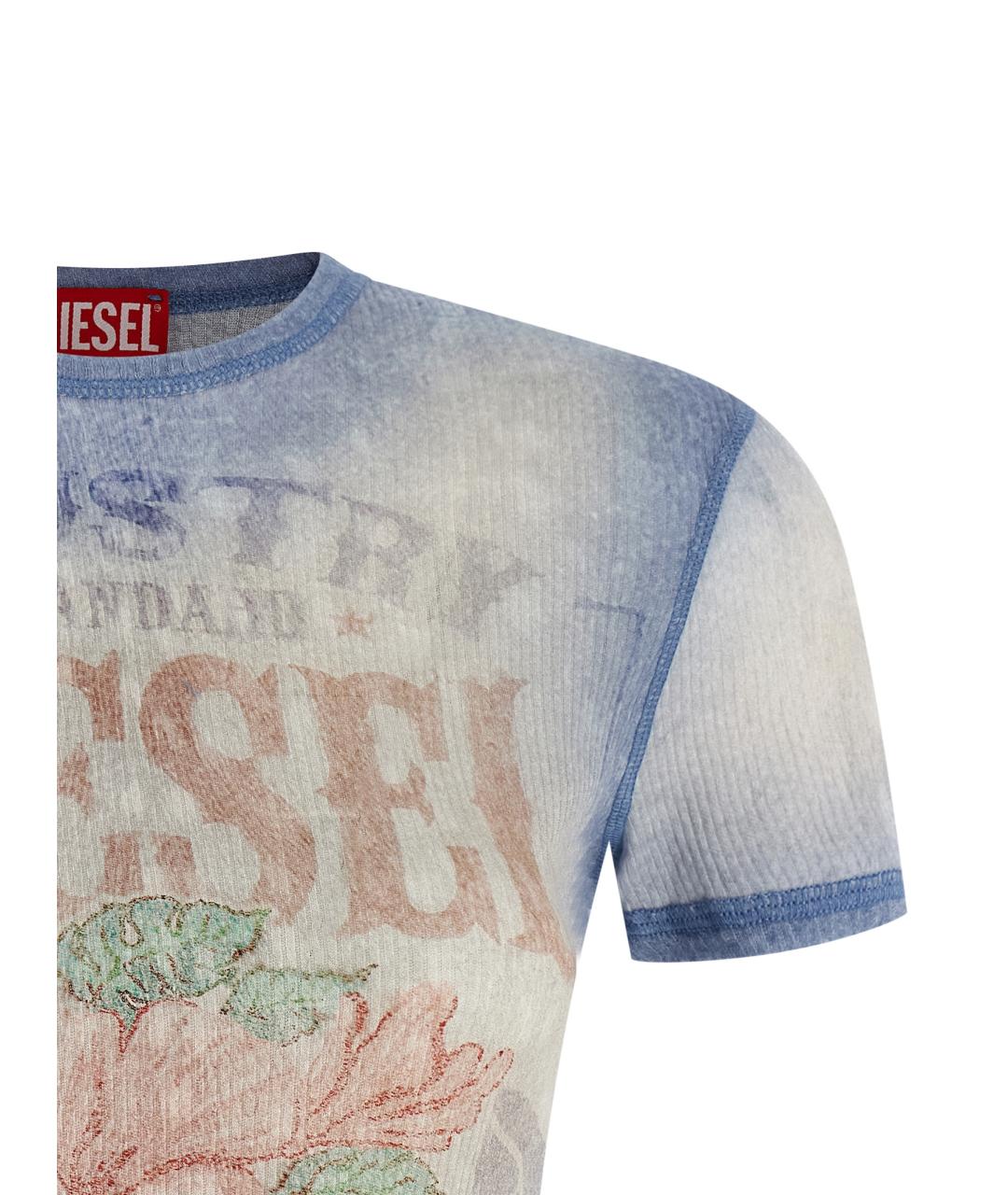 DIESEL Голубая хлопковая футболка, фото 3