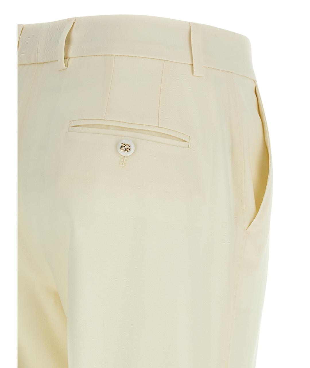 DOLCE&GABBANA Белые шерстяные прямые брюки, фото 4