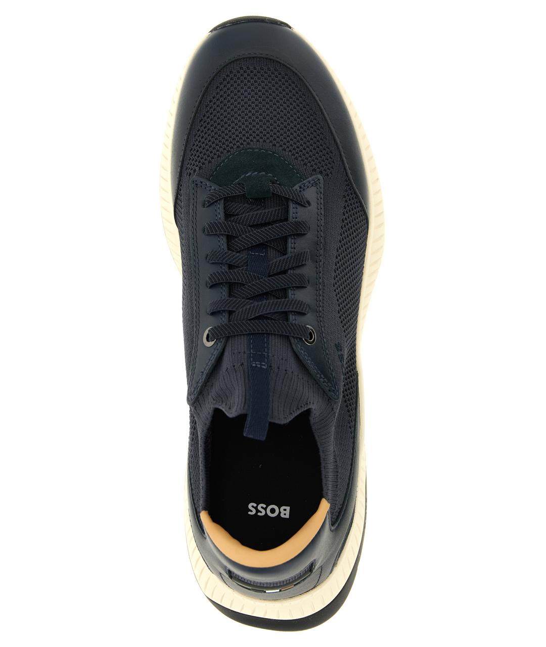 HUGO BOSS Темно-синие текстильные низкие кроссовки / кеды, фото 4