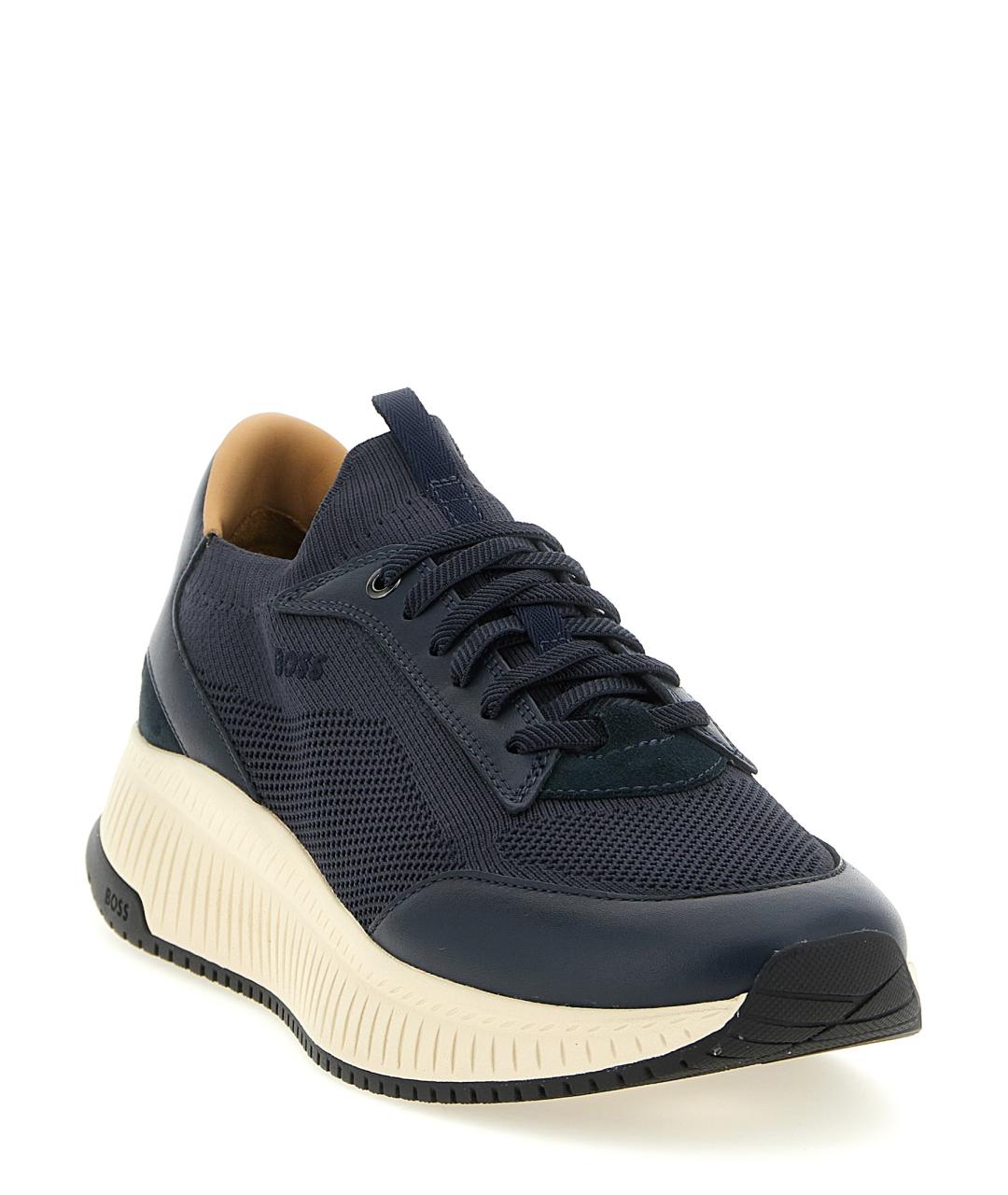 HUGO BOSS Темно-синие текстильные низкие кроссовки / кеды, фото 2