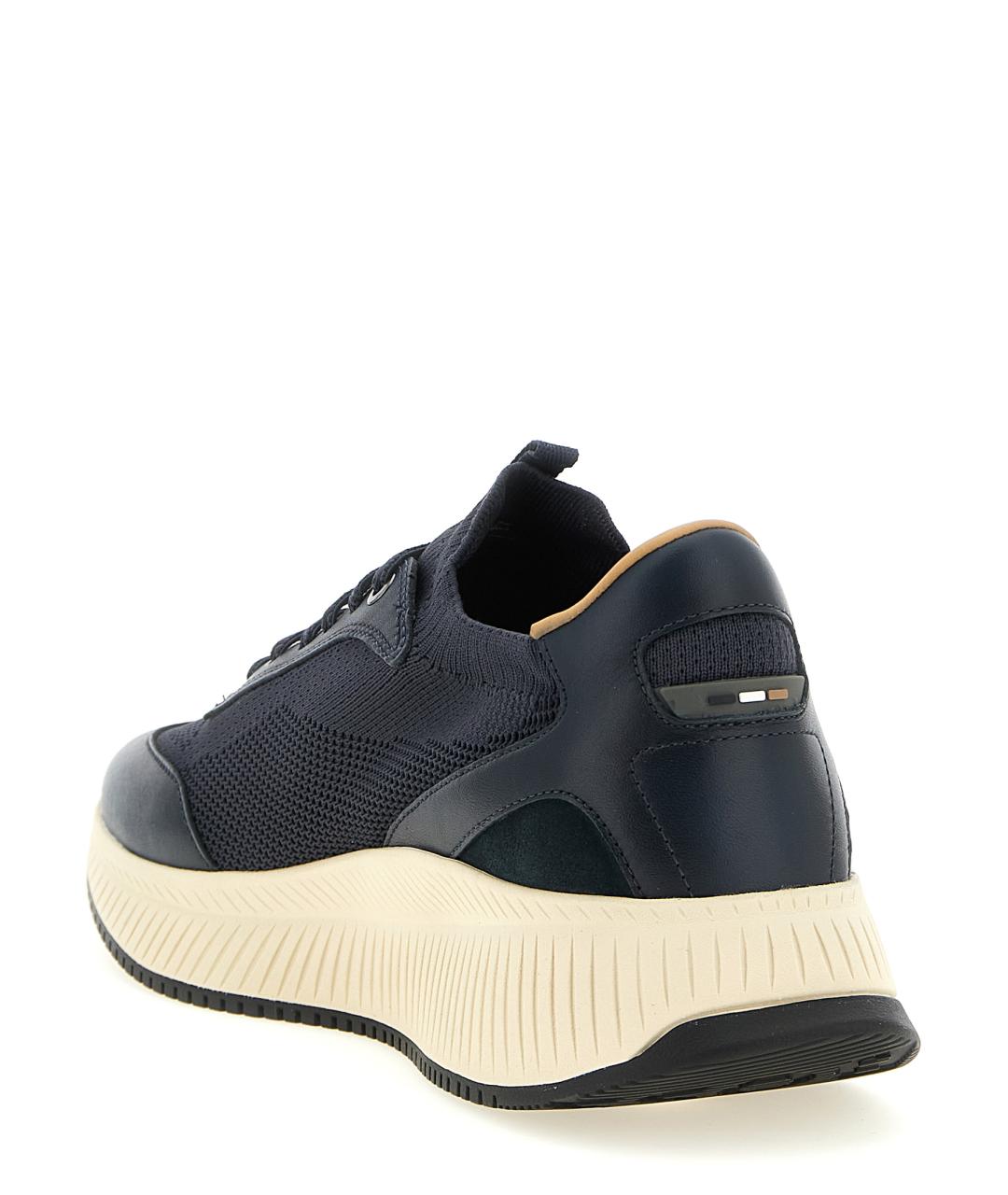 HUGO BOSS Темно-синие текстильные низкие кроссовки / кеды, фото 3