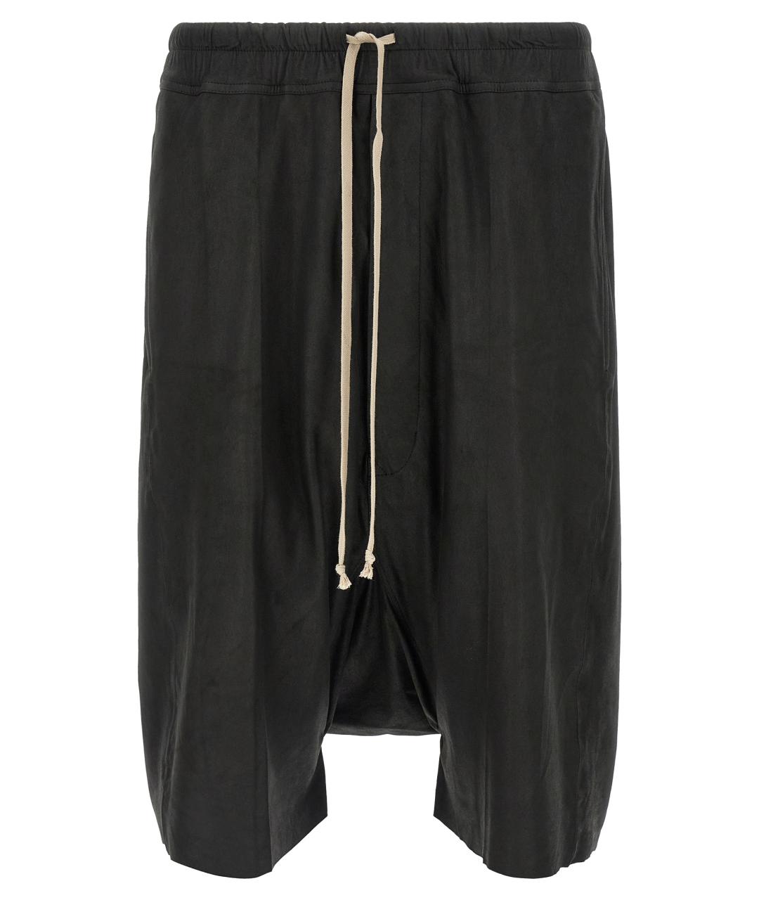 RICK OWENS Черные кожаные шорты, фото 1