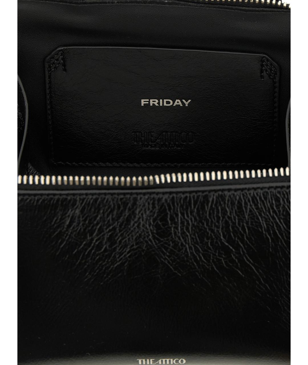 THE ATTICO Черная кожаная сумка тоут, фото 4