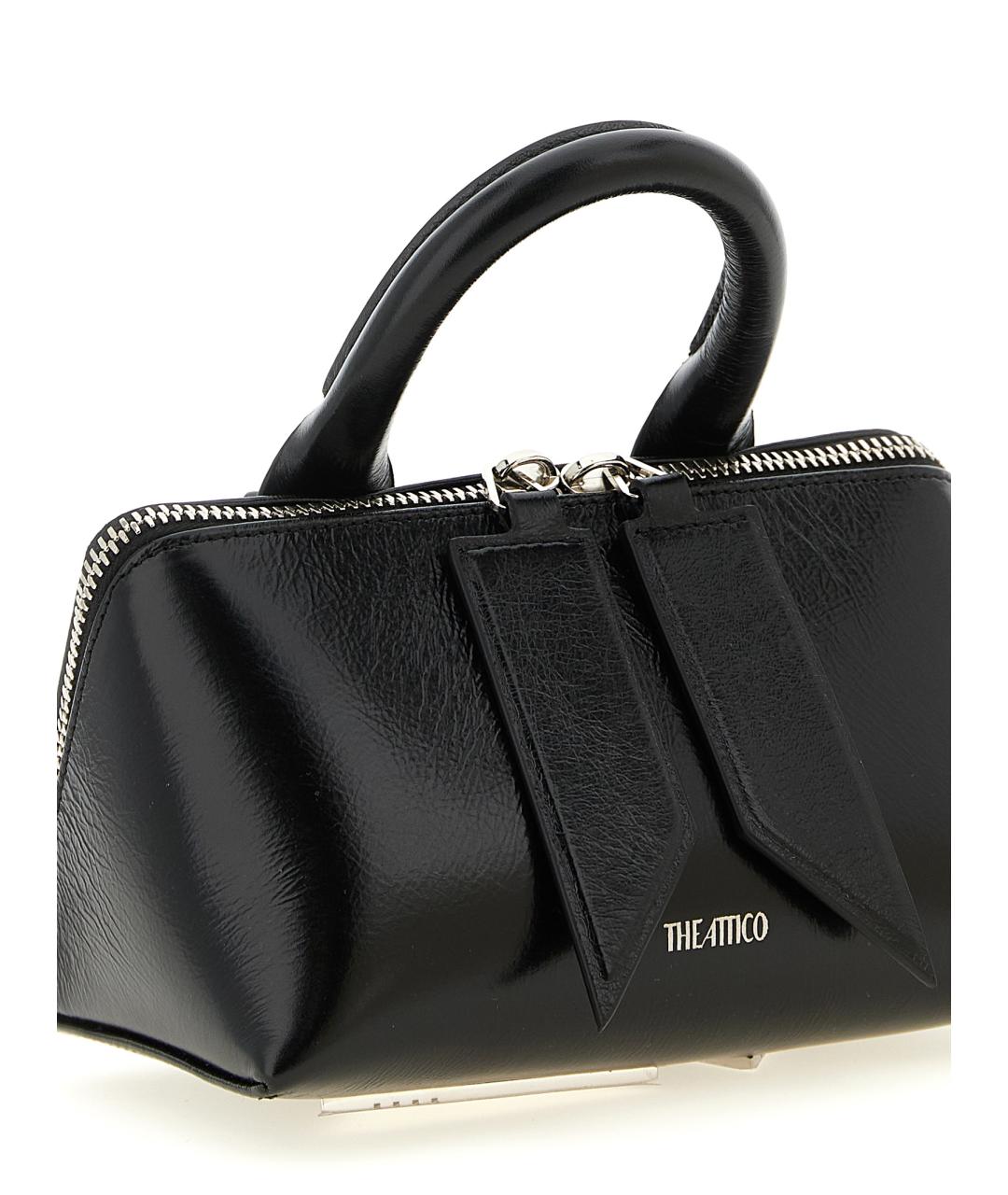 THE ATTICO Черная кожаная сумка тоут, фото 3