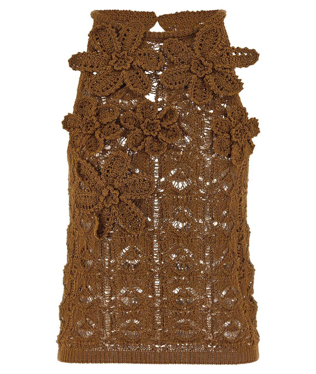 PINKO Коричневая хлопковая майка, фото 1