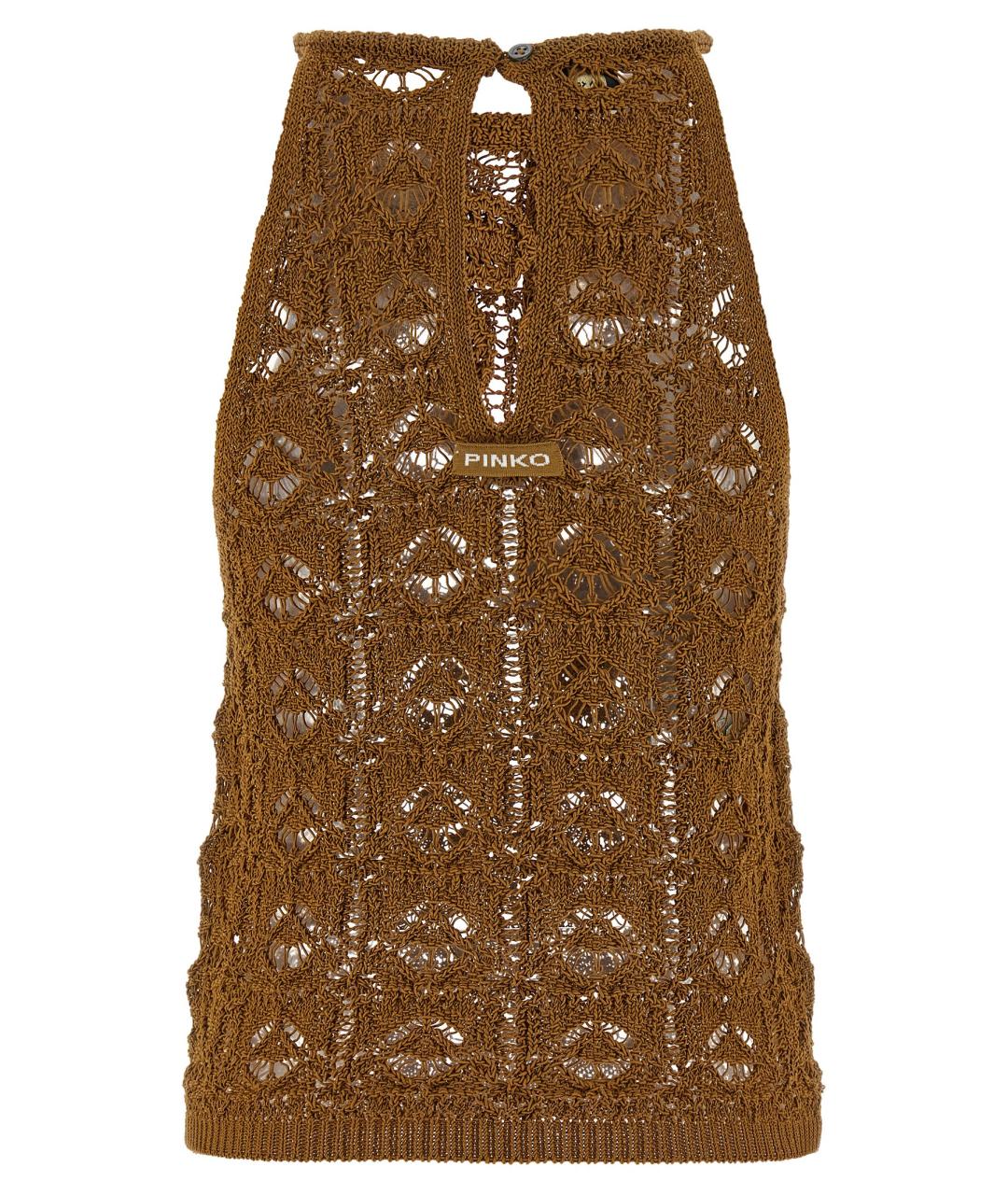 PINKO Коричневая хлопковая майка, фото 2