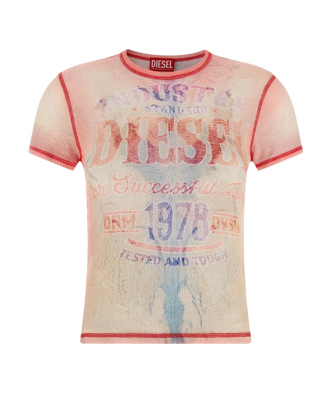 DIESEL Розовая хлопковая футболка, фото 1