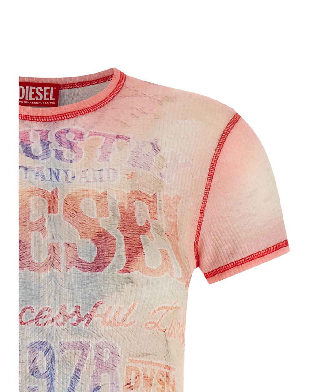 DIESEL Розовая хлопковая футболка, фото 3