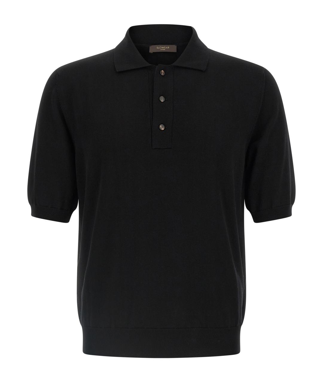 ZANONE Черное хлопковое поло с коротким рукавом, фото 1