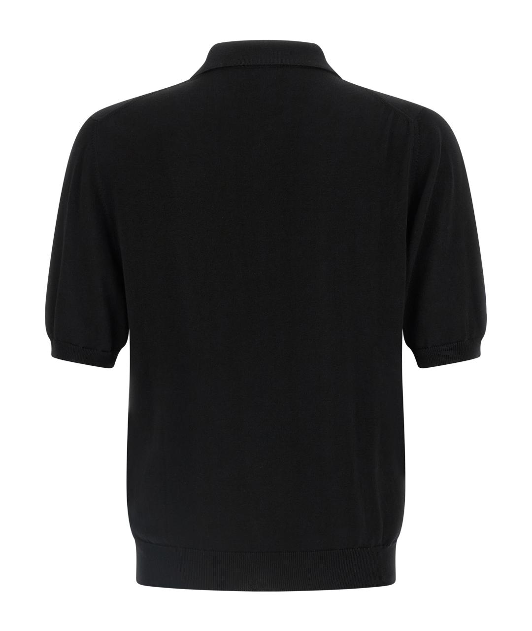ZANONE Черное хлопковое поло с коротким рукавом, фото 2