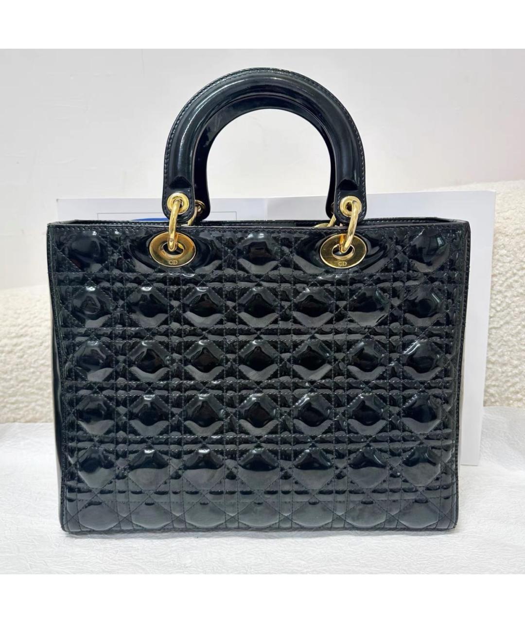 CHRISTIAN DIOR Черная кожаная сумка с короткими ручками, фото 3