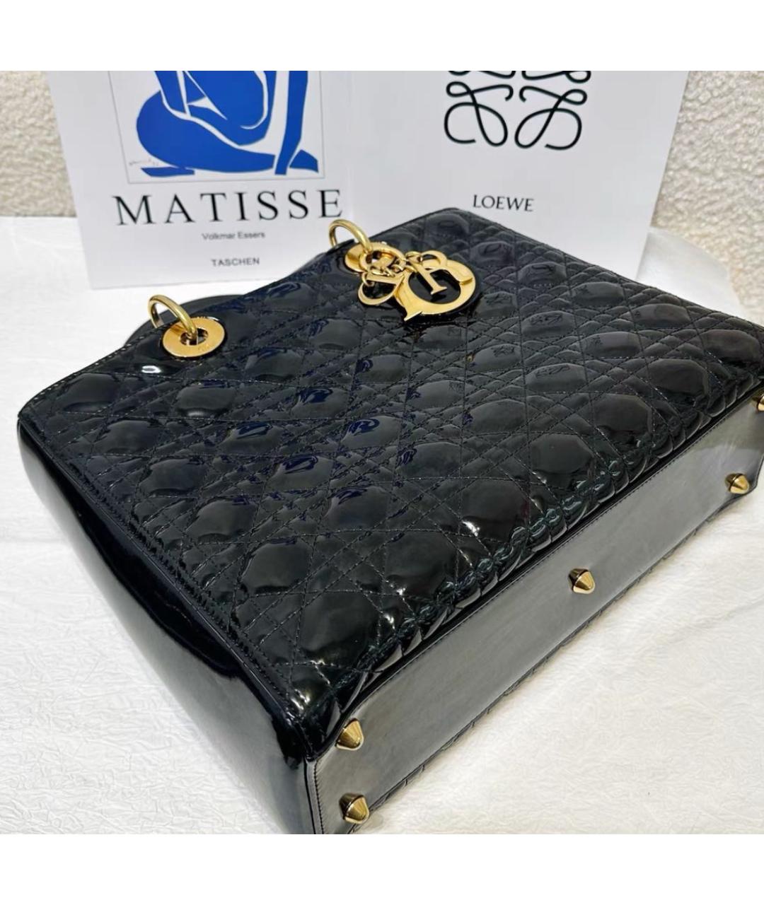 CHRISTIAN DIOR Черная кожаная сумка с короткими ручками, фото 4