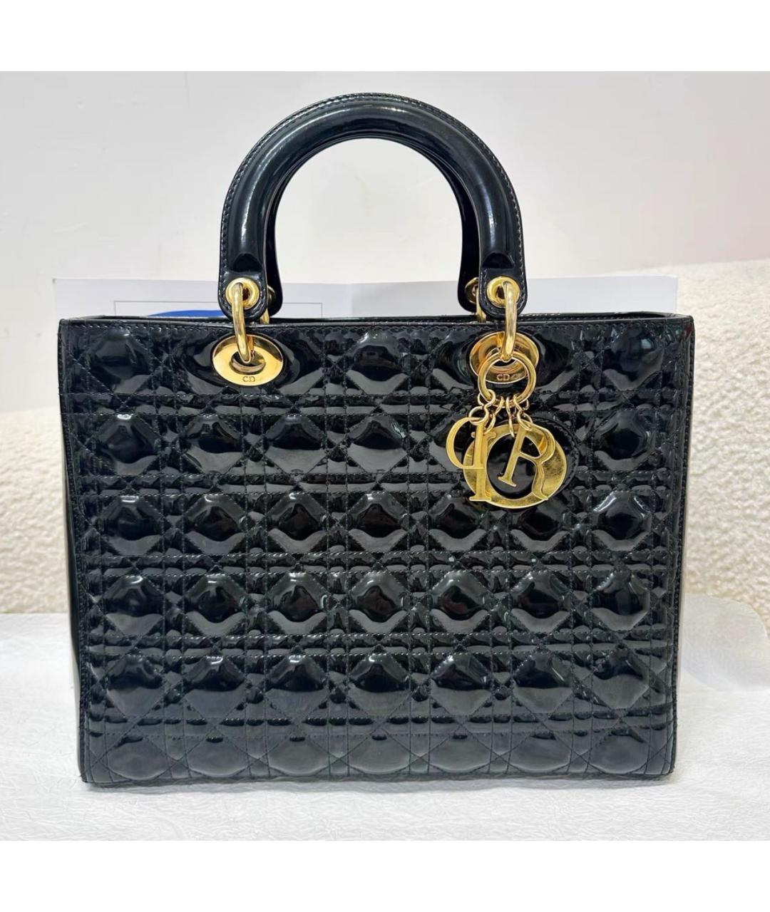 CHRISTIAN DIOR Черная кожаная сумка с короткими ручками, фото 2