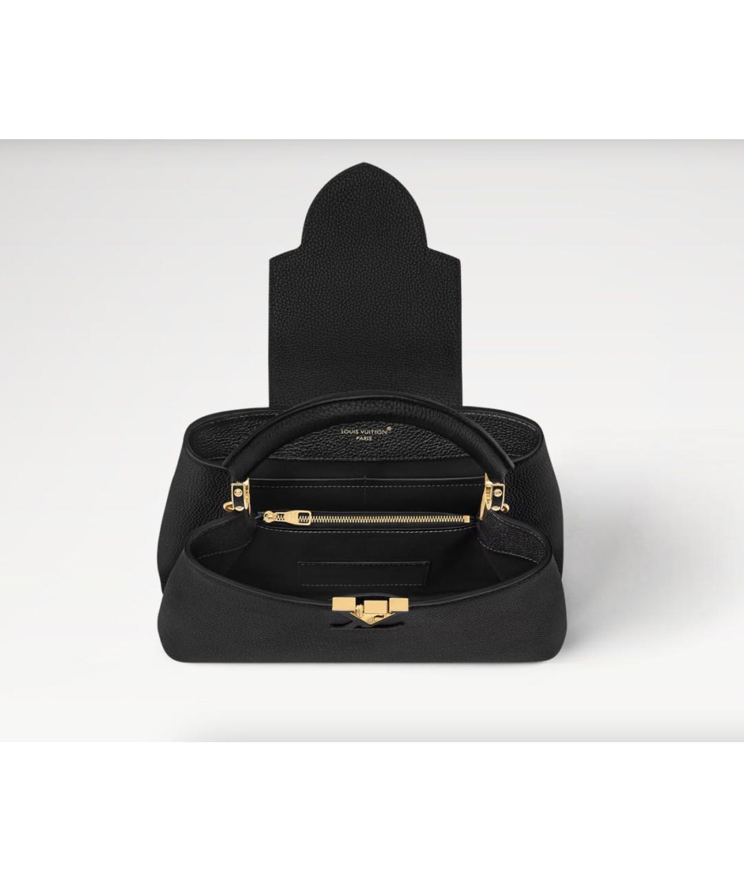 LOUIS VUITTON Черная кожаная сумка с короткими ручками, фото 2