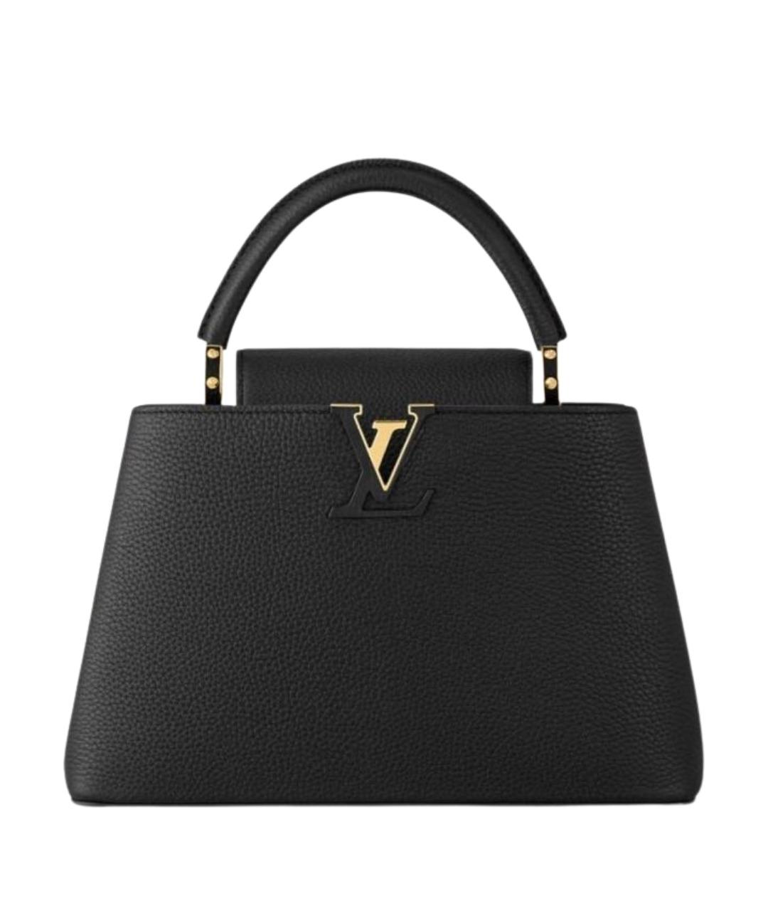 LOUIS VUITTON Черная кожаная сумка с короткими ручками, фото 1