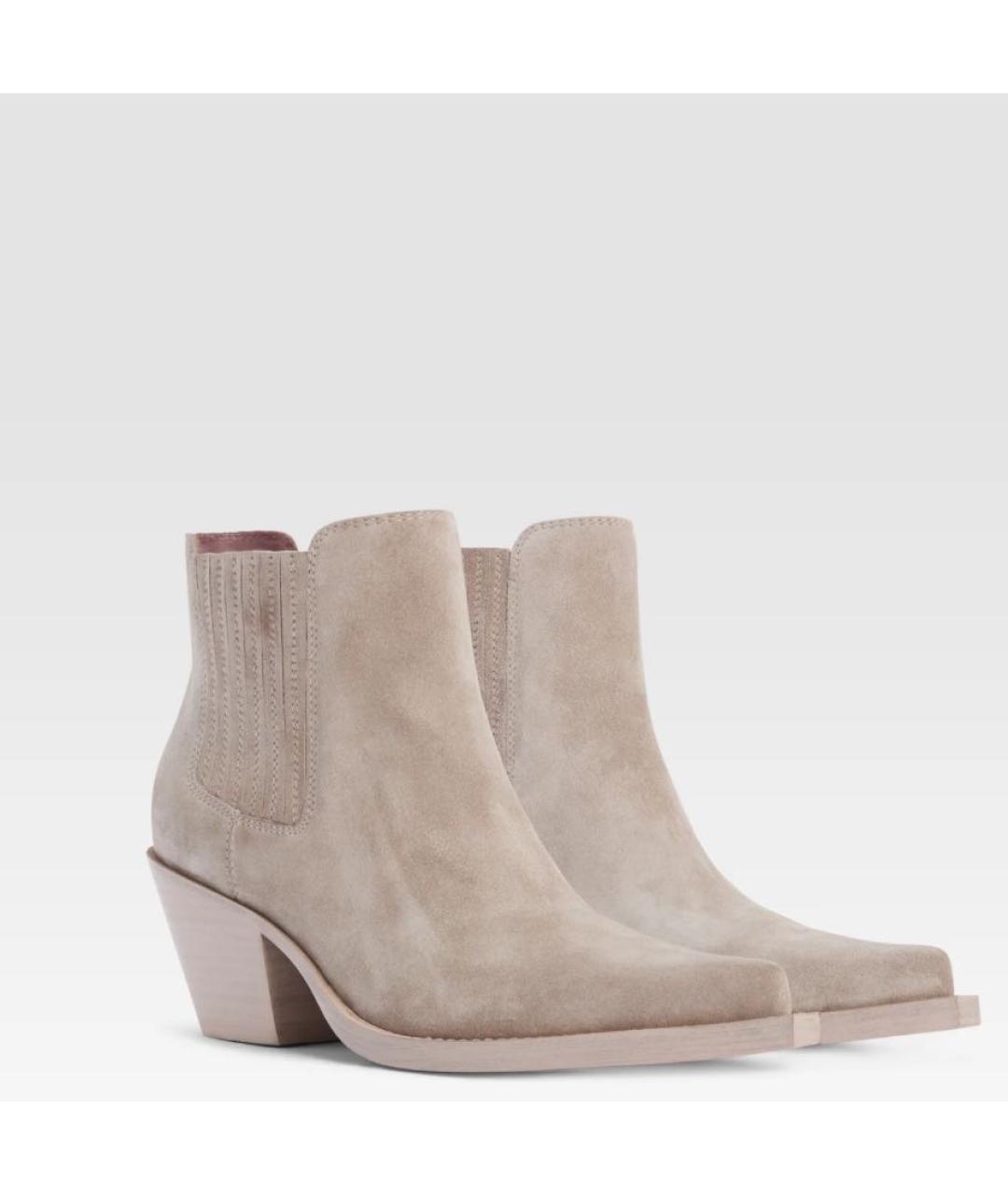PARIS TEXAS Бежевые замшевые ботильоны, фото 5