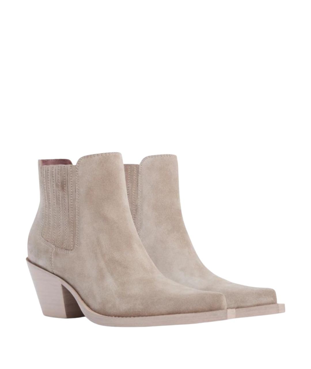 PARIS TEXAS Бежевые замшевые ботильоны, фото 1