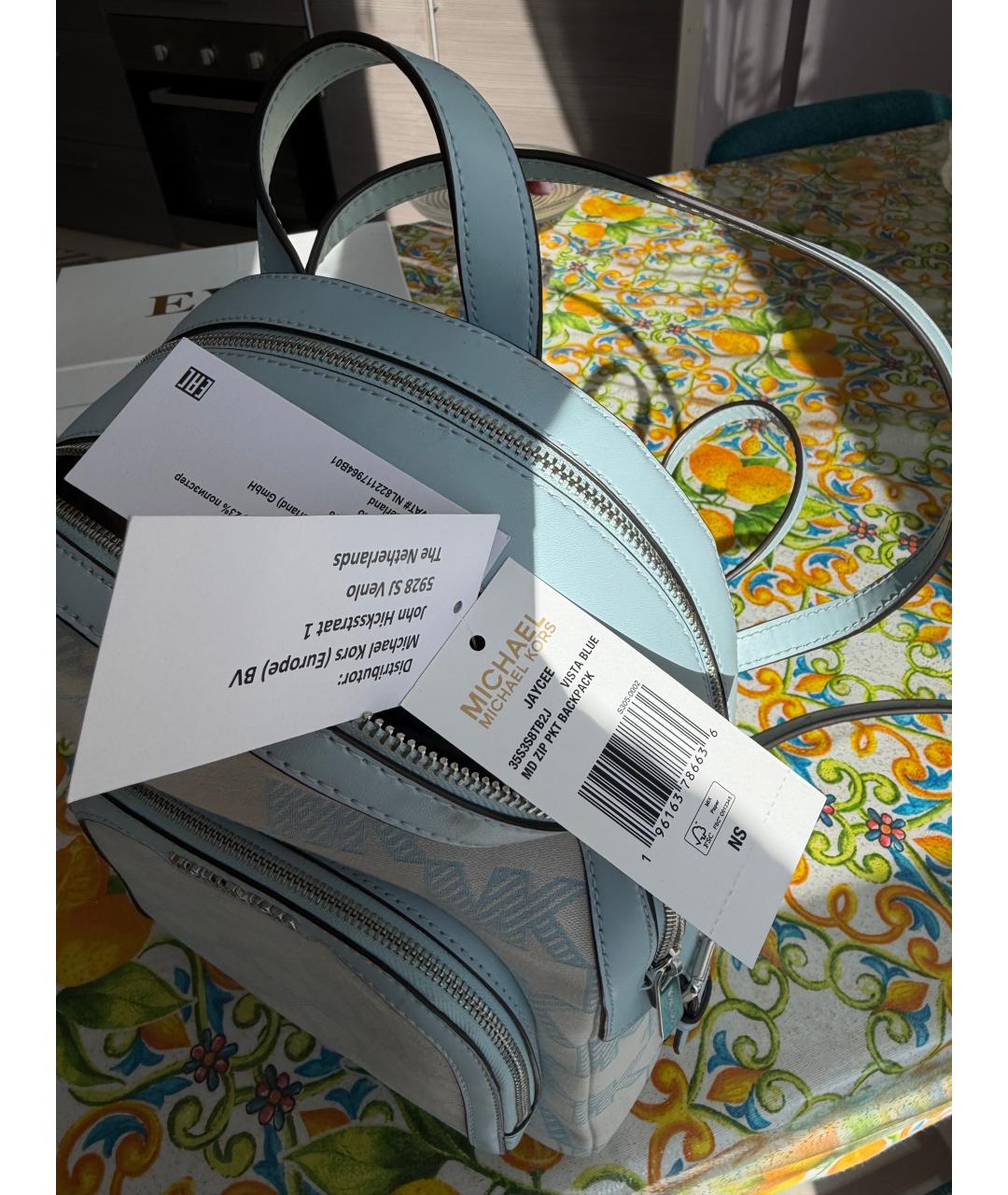 MICHAEL KORS Голубой тканевый рюкзак, фото 4