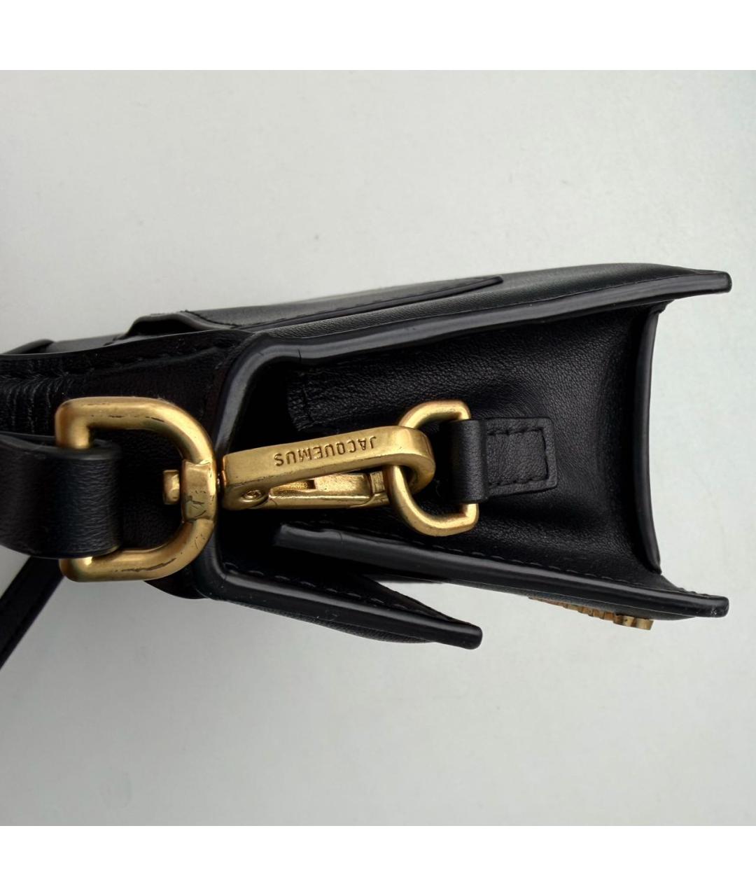 JACQUEMUS Черная кожаная сумка через плечо, фото 5