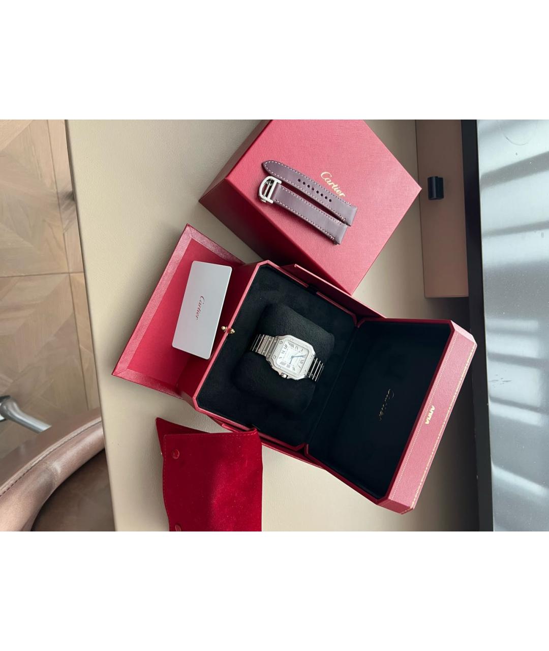 CARTIER Серые металлические часы, фото 5