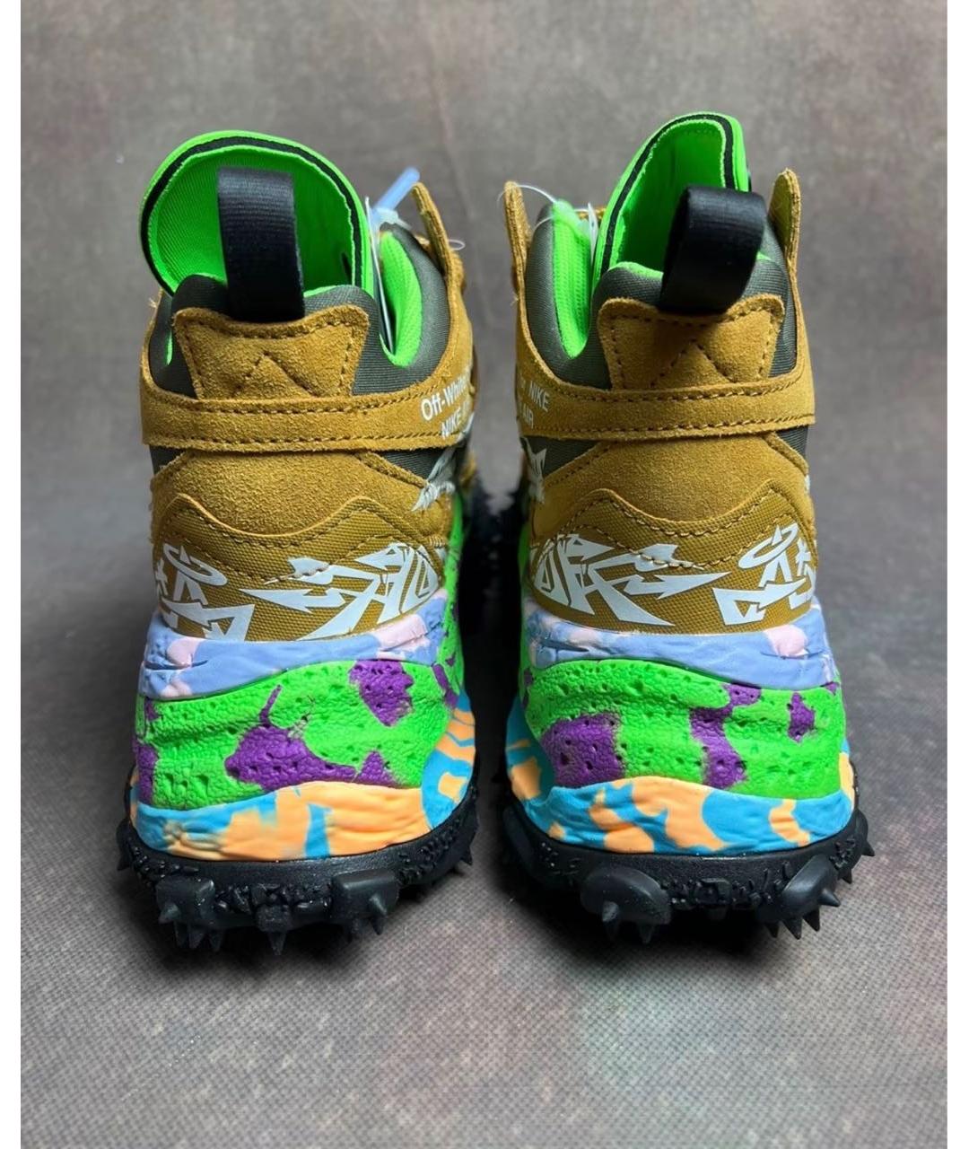 NIKE X OFF-WHITE Коричневые замшевые низкие кроссовки / кеды, фото 4