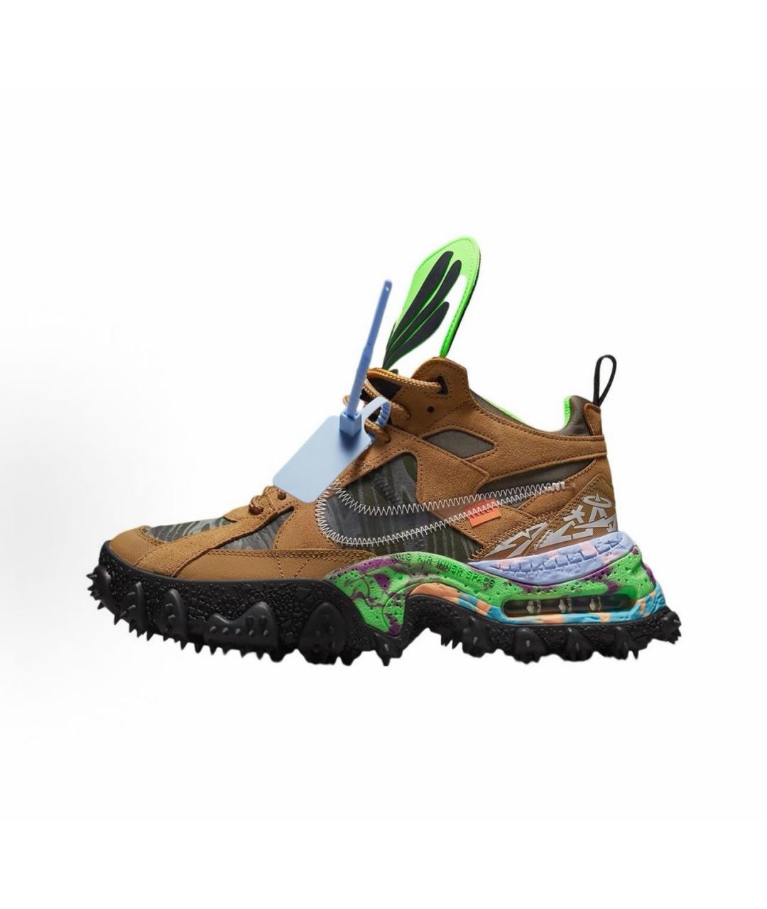 NIKE X OFF-WHITE Коричневые замшевые низкие кроссовки / кеды, фото 9