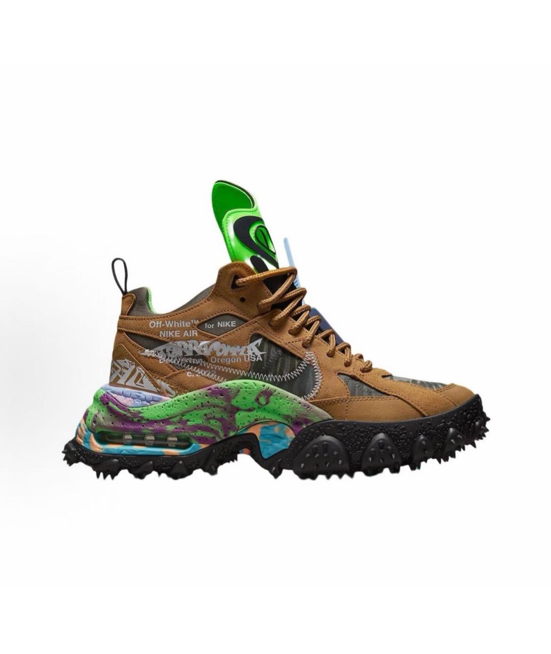 NIKE X OFF-WHITE Коричневые замшевые низкие кроссовки / кеды, фото 5