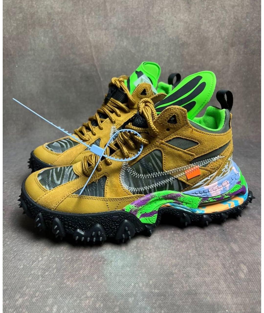 NIKE X OFF-WHITE Коричневые замшевые низкие кроссовки / кеды, фото 7