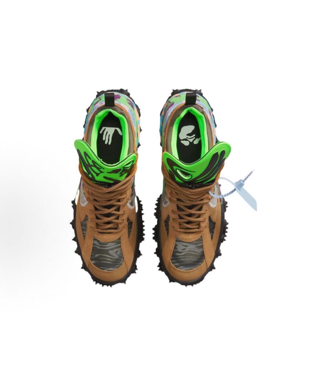 NIKE X OFF-WHITE Коричневые замшевые низкие кроссовки / кеды, фото 3