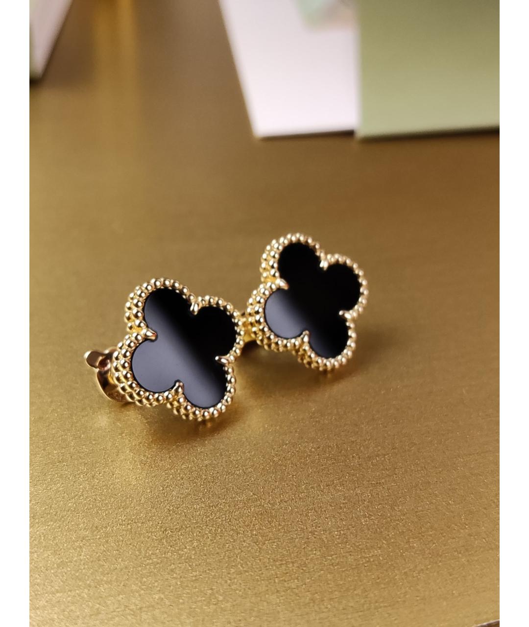 VAN CLEEF & ARPELS Черные серьги из желтого золота, фото 2