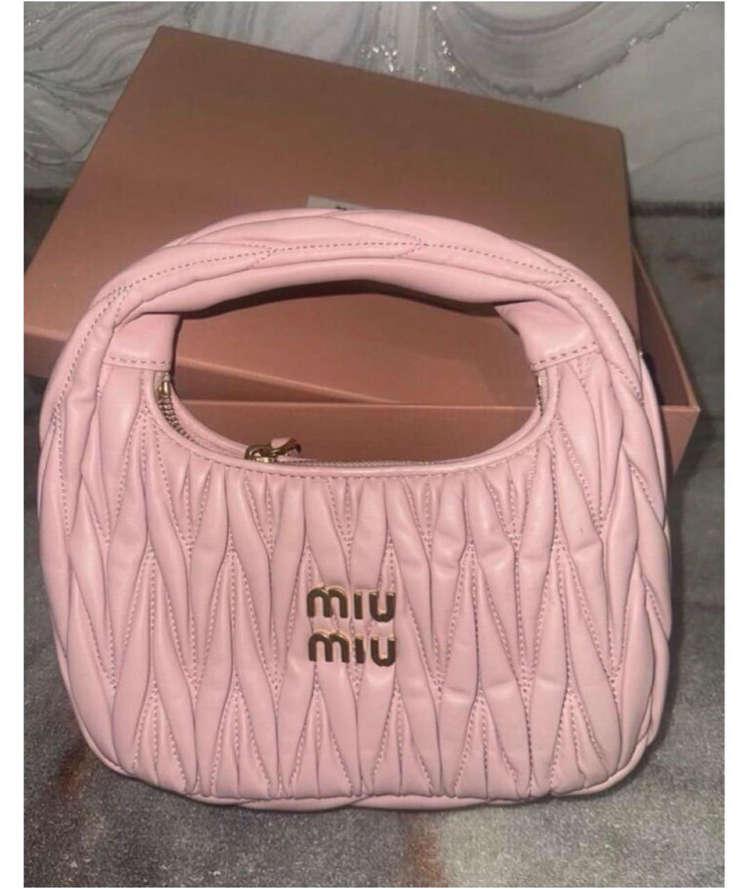 MIU MIU Розовая кожаная сумка с короткими ручками, фото 4