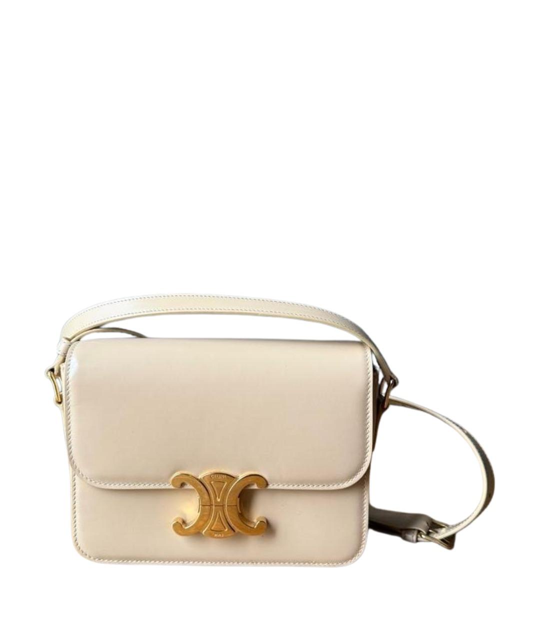 CELINE Бежевая кожаная сумка через плечо, фото 1