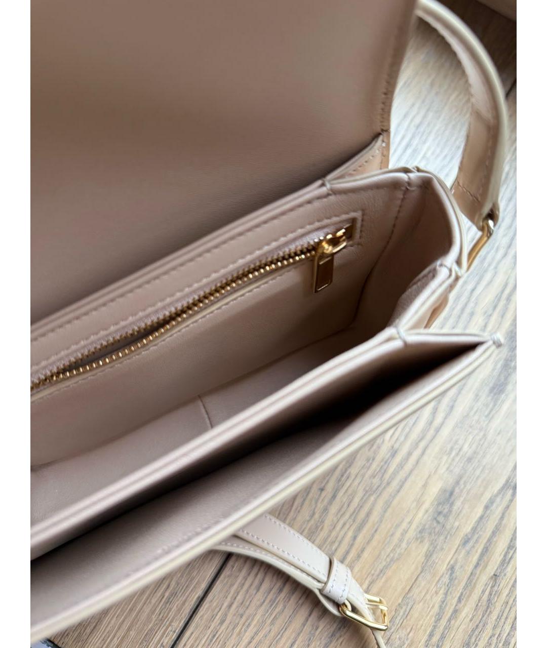 CELINE Бежевая кожаная сумка через плечо, фото 4