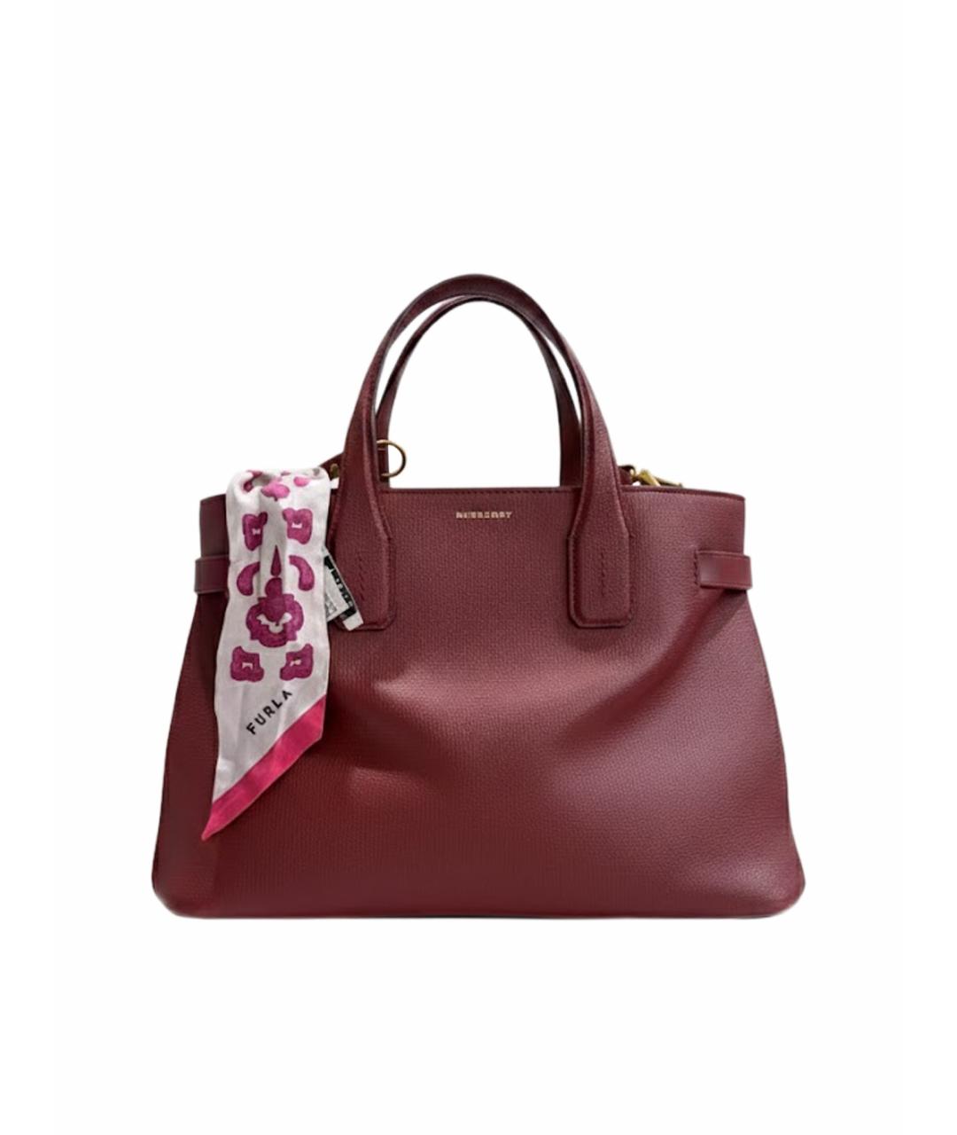 BURBERRY Бордовая кожаная сумка тоут, фото 1