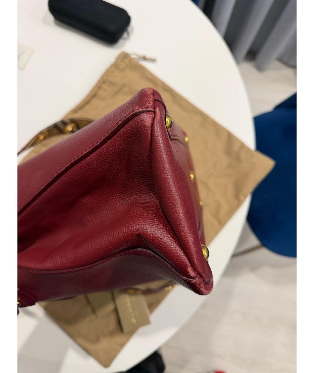 BURBERRY Бордовая кожаная сумка тоут, фото 2