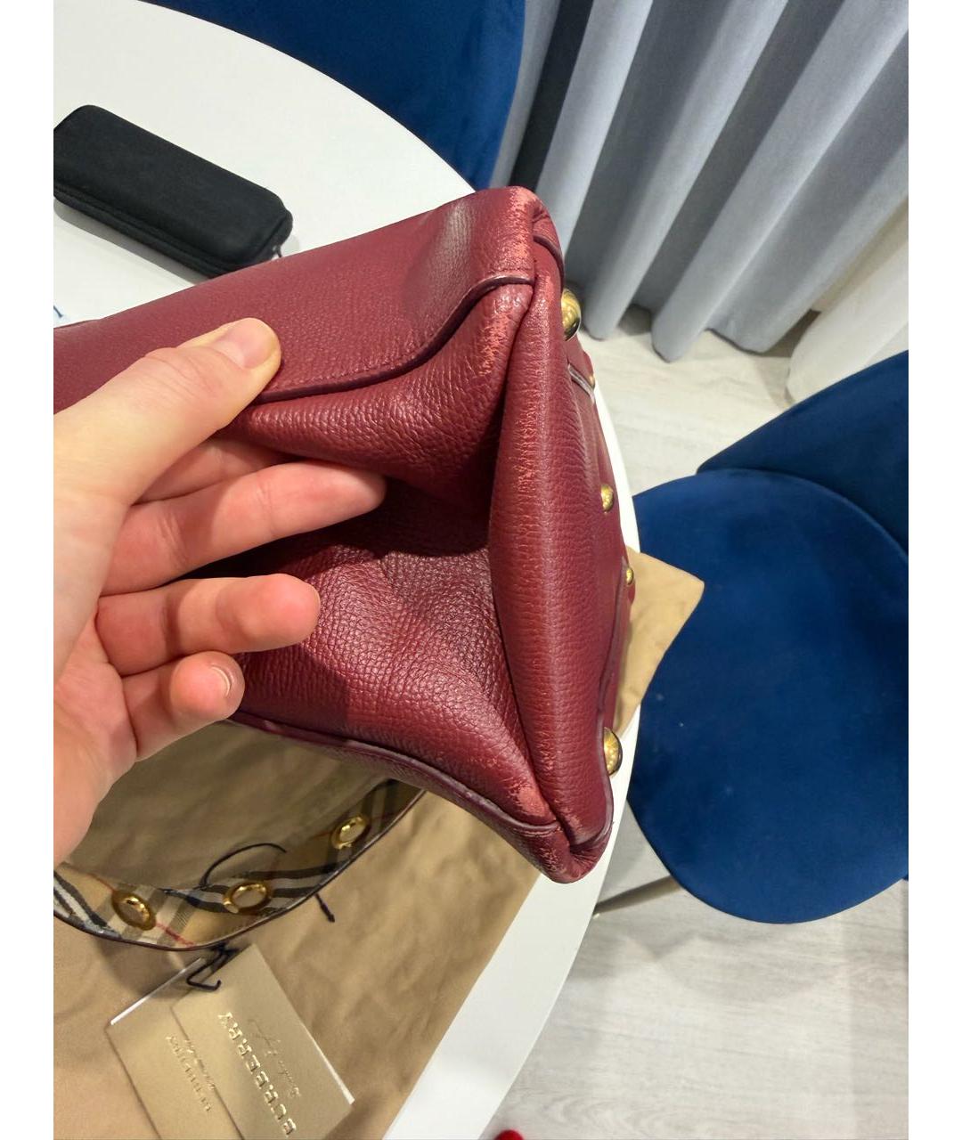 BURBERRY Бордовая кожаная сумка тоут, фото 4