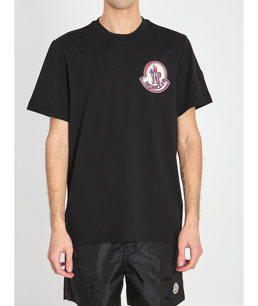 MONCLER Черная хлопковая футболка, фото 2